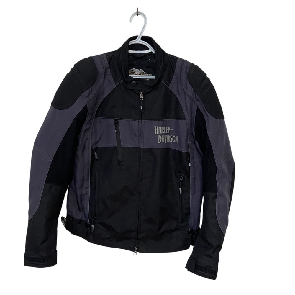 Harley Davidson Women’s Padded Motorcycle Biker Jacket Coat Black Grey Medium
